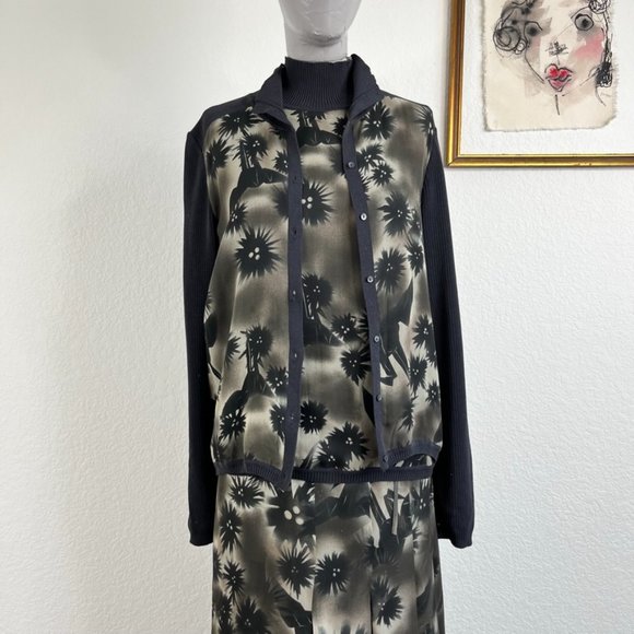 Kenzo Paris Sheer Crane Silk Wrap Midi Maxi Skirt - Picture 6 of 8